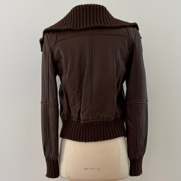 KORS Michael Kors Brown Leather Bomber Jacket - Picture 3 of 6